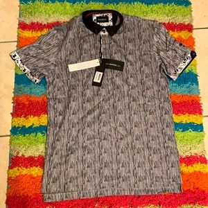 Maceoo polo Mozart stripe black 4 L men’s shirt black and white NWT paris